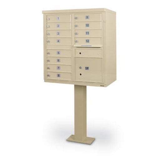 CAD Drawings American Postal Manufacturing Co. 12 Door F-Spec Cluster Box Unit with Pedestal